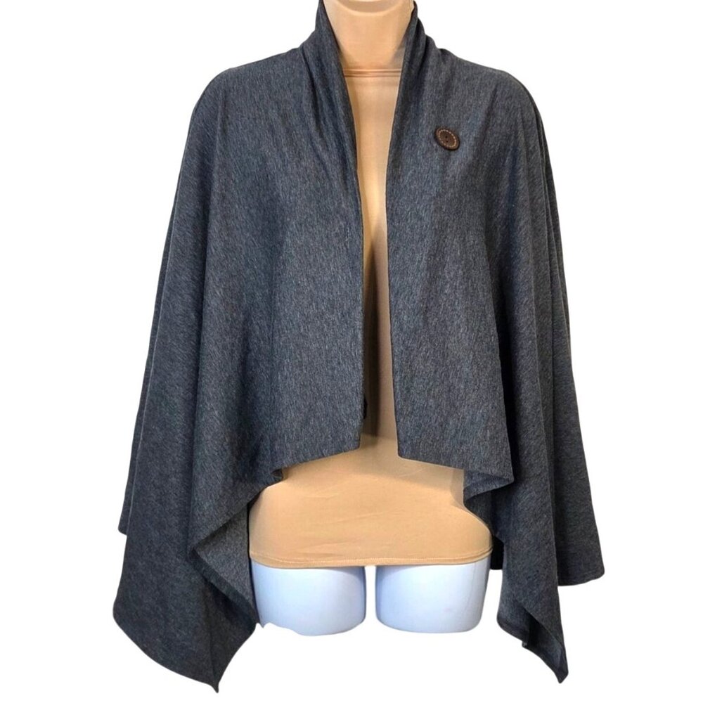 Bobeau Womens Heather Gray Open Front Cardigan Wrap One Button Sm